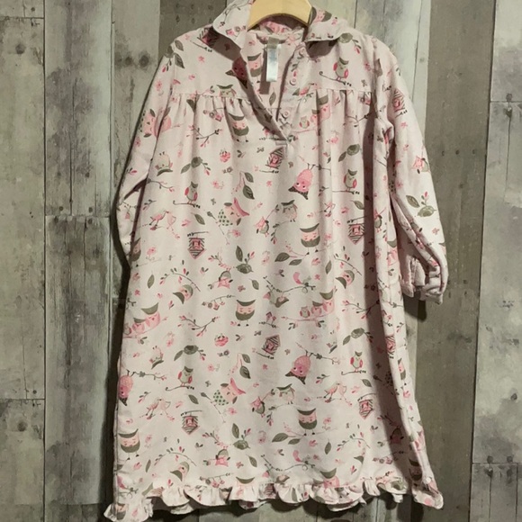Pottery Barn Kids Long-sleeve Nightgown Girls Size 6 Pink Owl - Picture 3 of 8